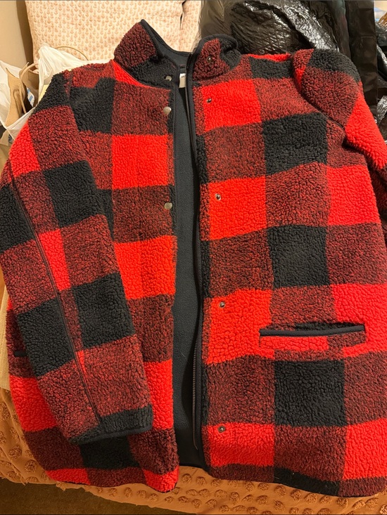 Old Navy Jackets & Blazers - OLD NAVY Red & Black Buffalo Plaid Sherpa Jacket